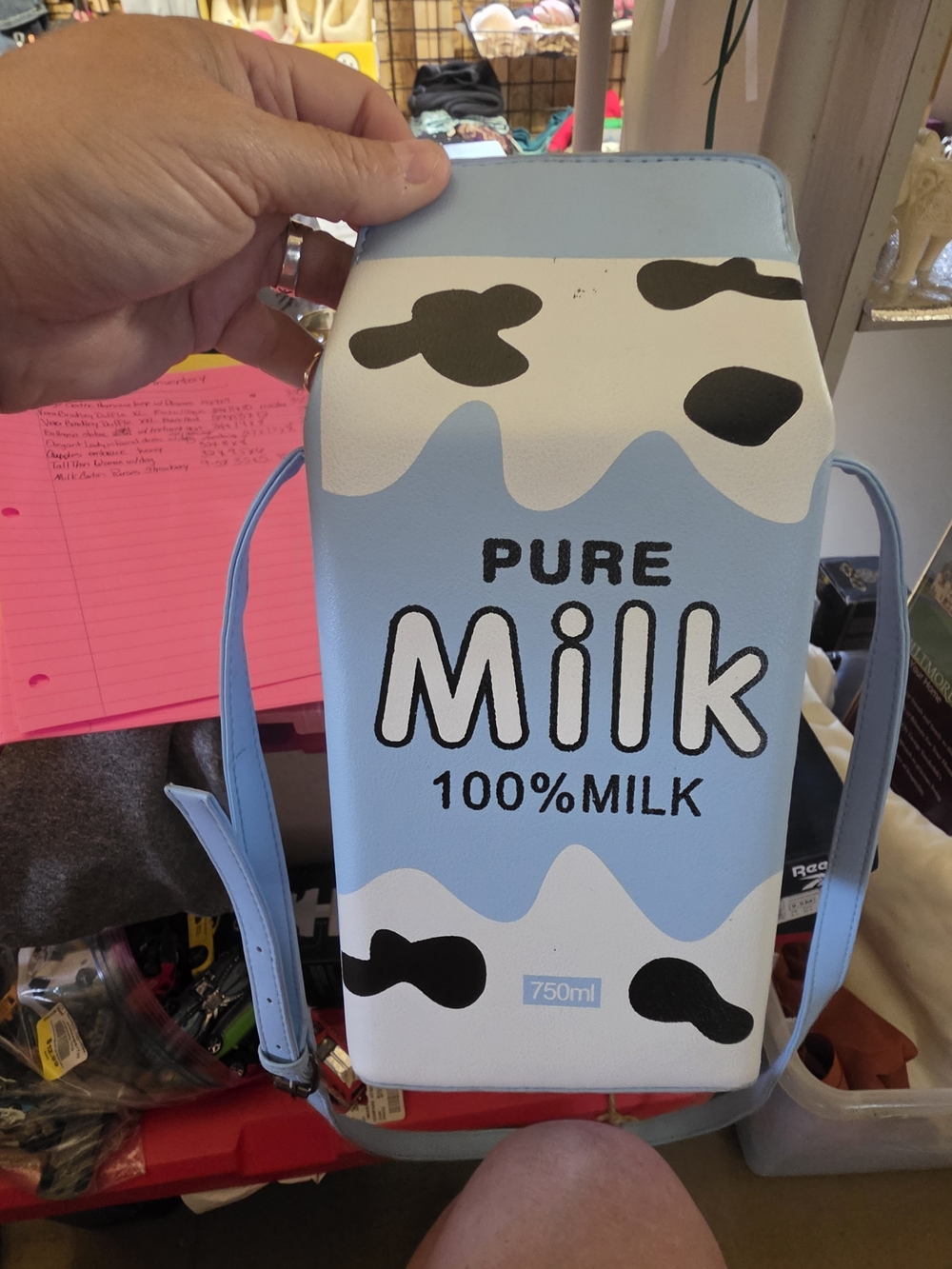 Kids Light Blue 'Pure Milk' Crossbody Bag with Playful Print